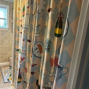 Girl Brunch Patterned Shower Curtain & rug
